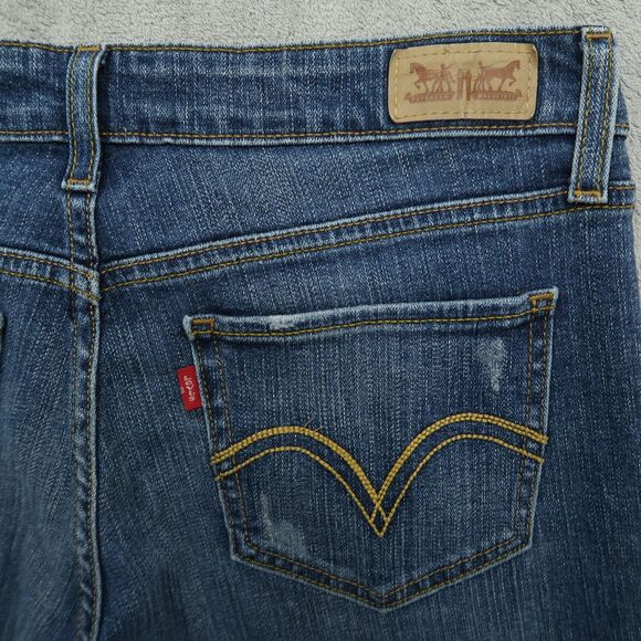 Levi's 518 Jeans Juniors 7 Blue Superlow Stretch Bootcut 29" Inseam Distressed - Picture 11 of 16